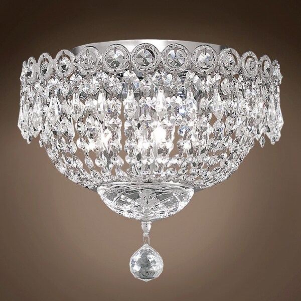 Joshua Marshal Empire 4 Light 12 Chrome Flush Mount With Clear European/Swarovski Cry 701091-003